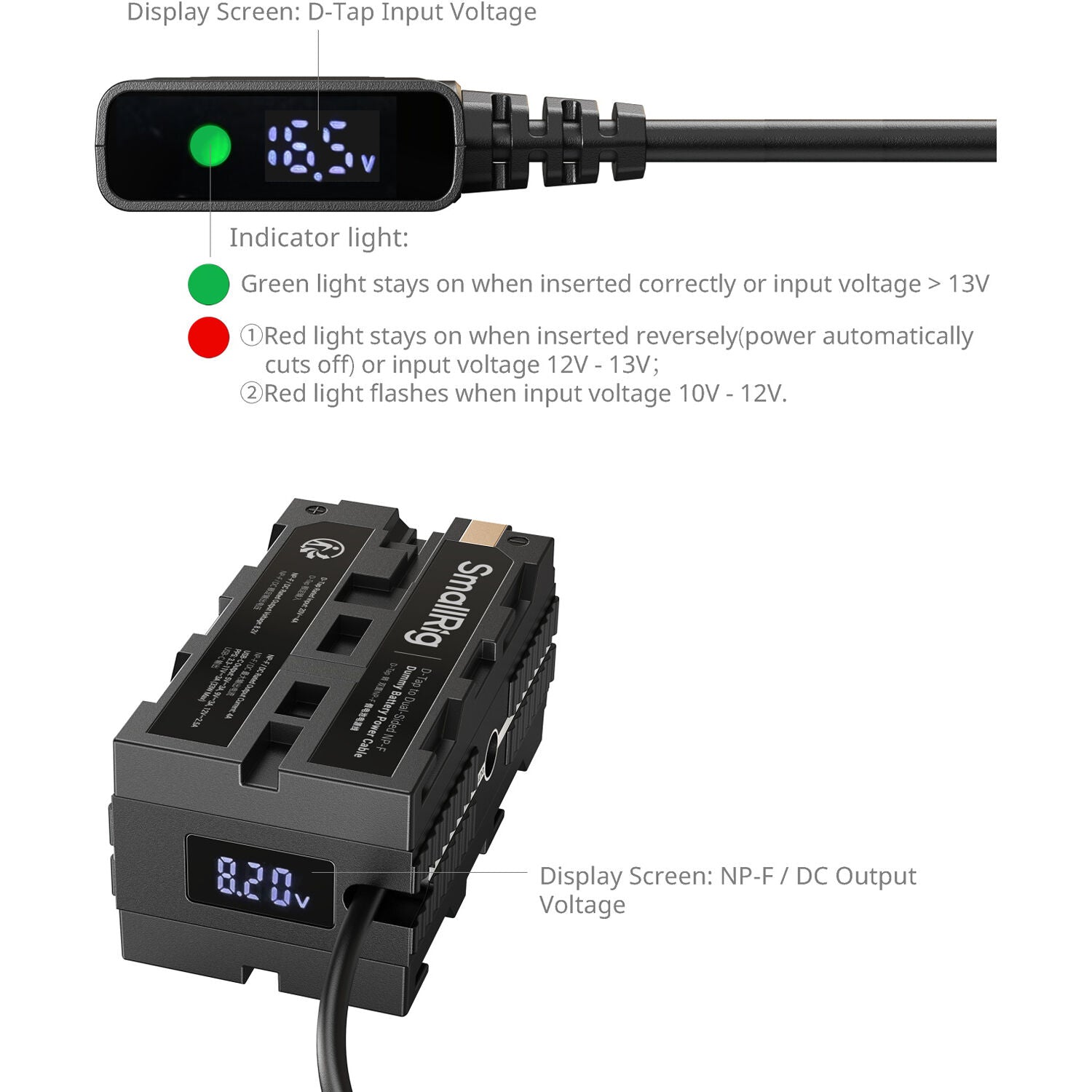 SmallRig D-Tap to Dual-Sided NP-F Dummy Battery Power Cable 4884 