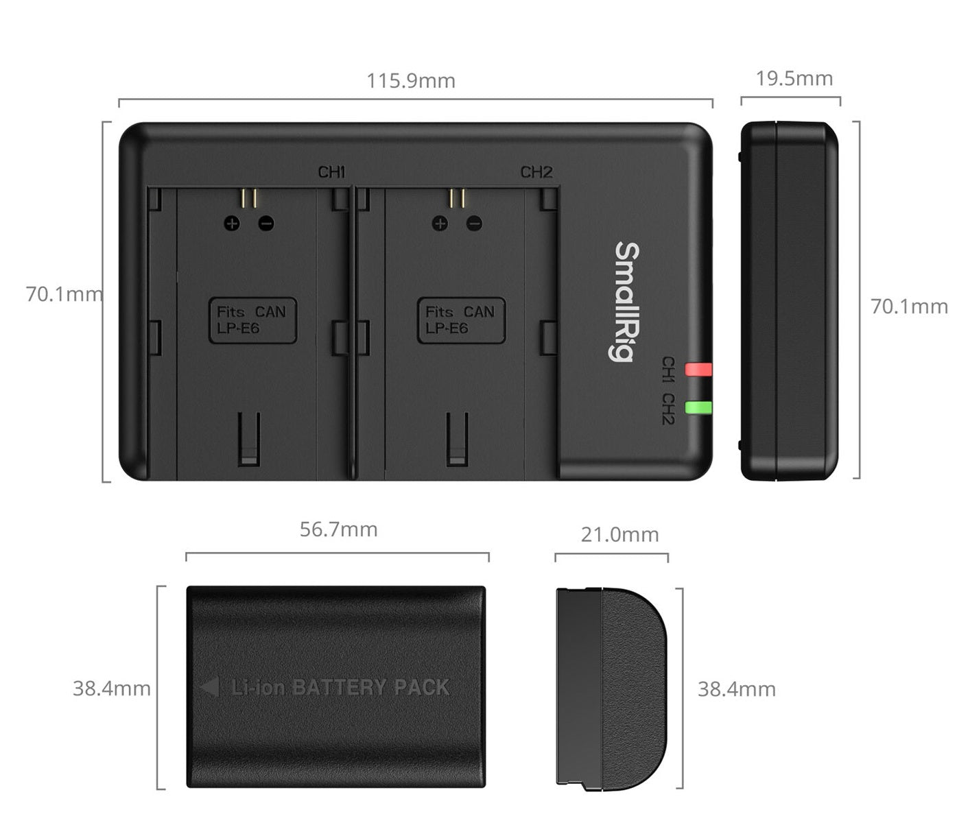 SmallRig Camera Battery and Charger Kit for Canon LP-E6P