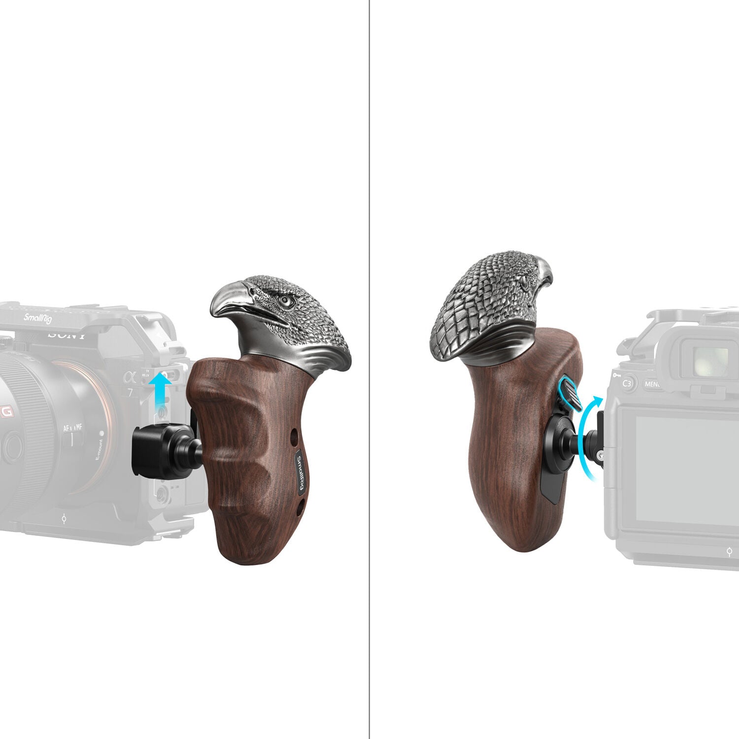 SmallRig Rotating Left-Side Wooden Handle with NATO Clamp 4817