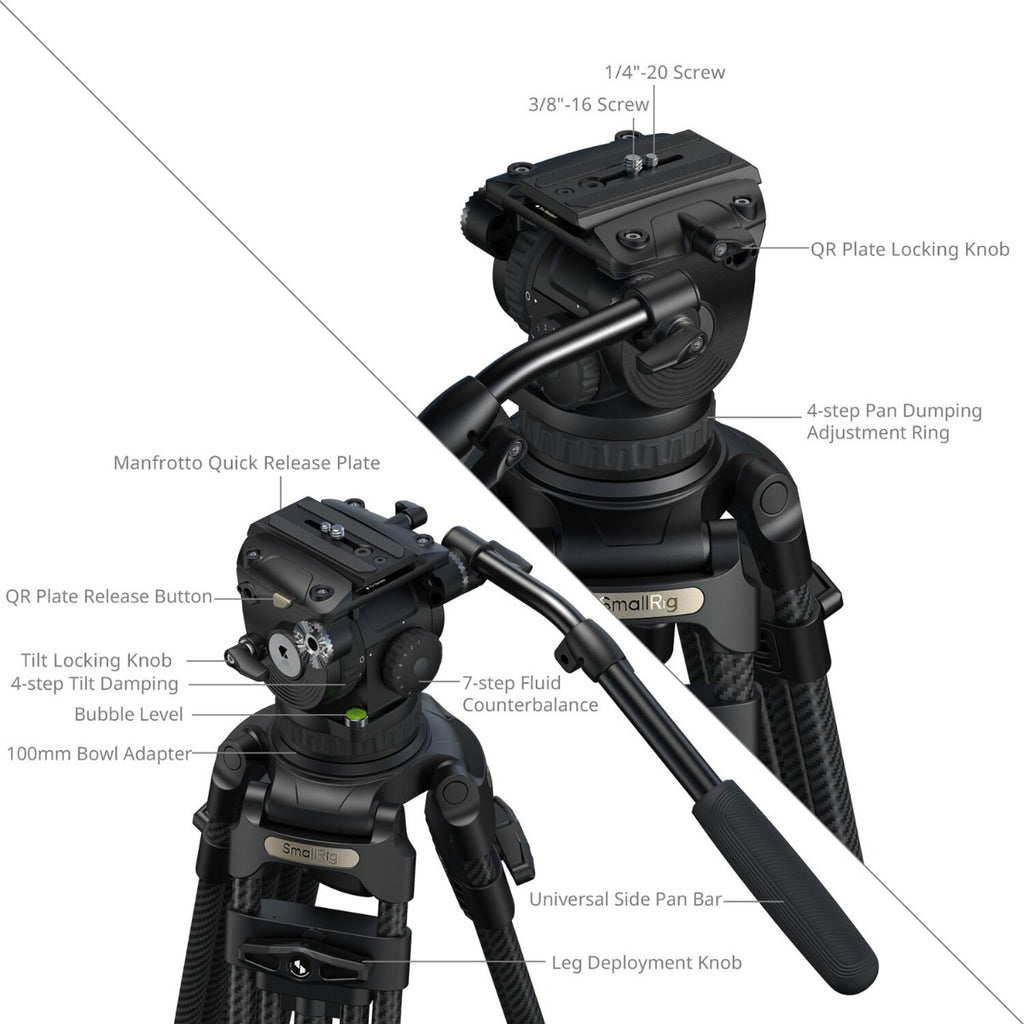 SmallRig FSD18 FreeSpeed Heacy-Duty Carbon Fibre Alloy Tripod 5578