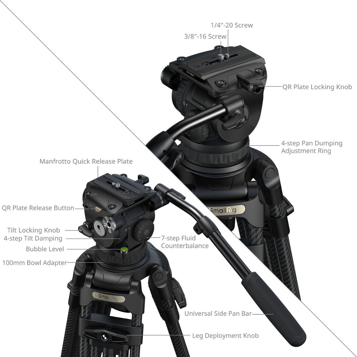 SmallRig FSD18 FreeSpeed Heacy-Duty Carbon Fibre Alloy Tripod 5578