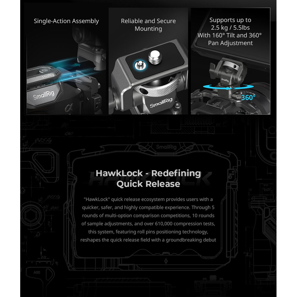 SmallRig HawkLock H21 Quick Release Monitor Support with NATO Clamp