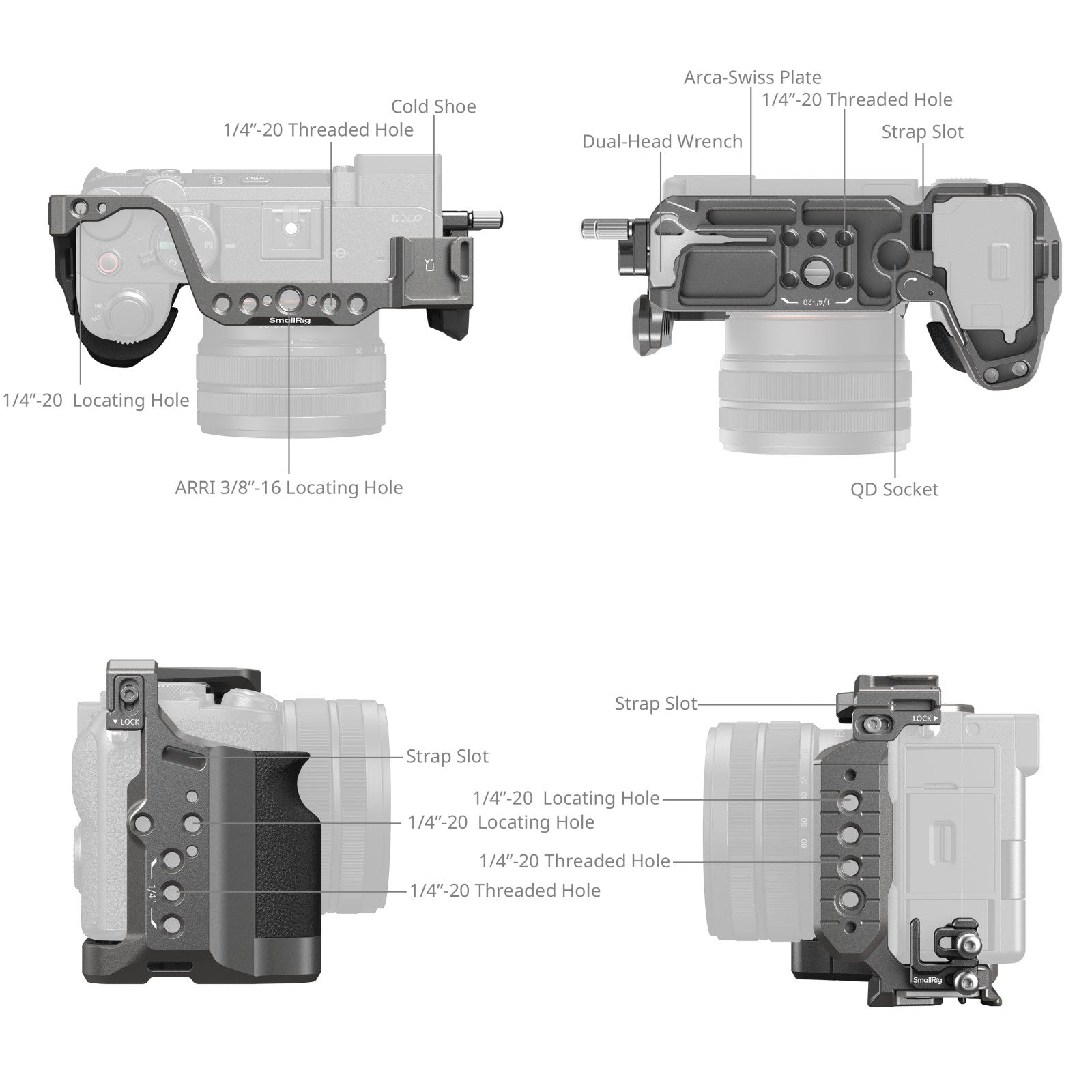 SmallRig HawkLock Quick Release Cage Kit for Sony Alpha 7C II  7CR 5198