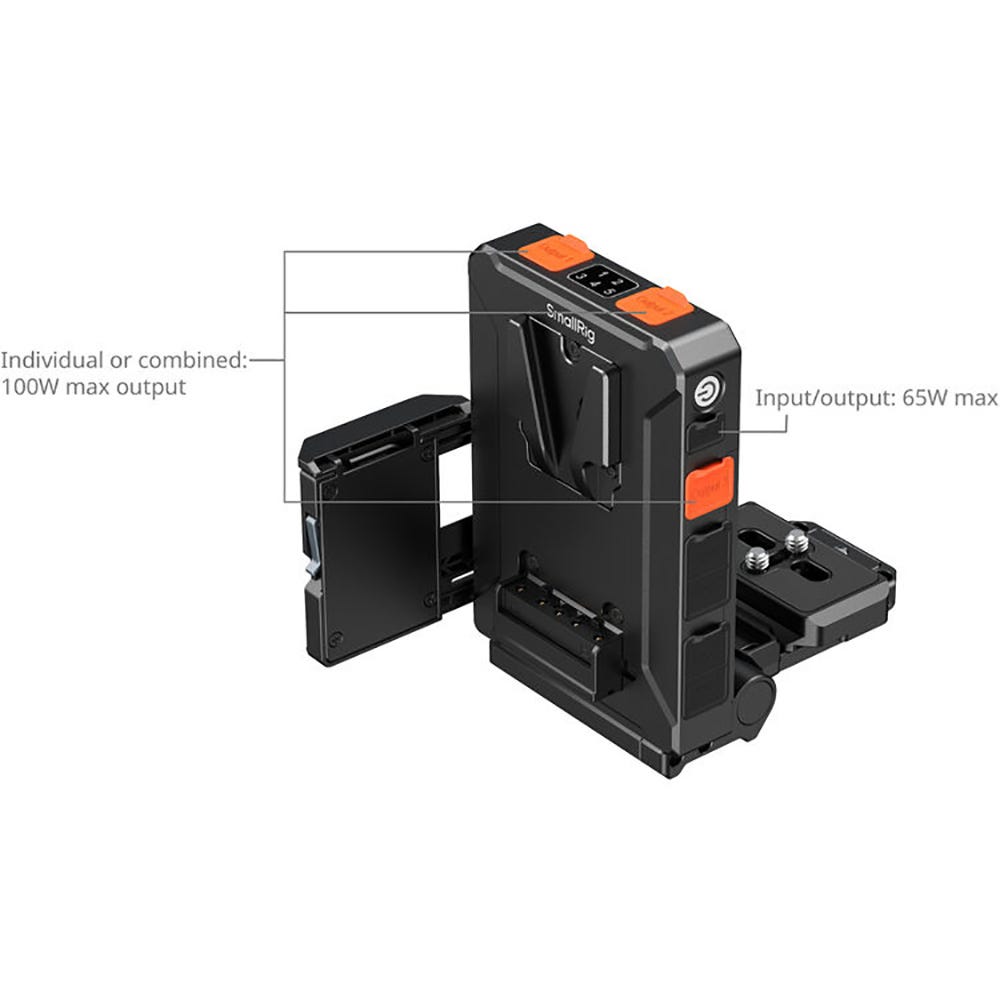 SmallRig Intelligent Power Management V-Mount Battery Adapter Plate Compatible with Arca-Swiss Quick Release Plate 5899