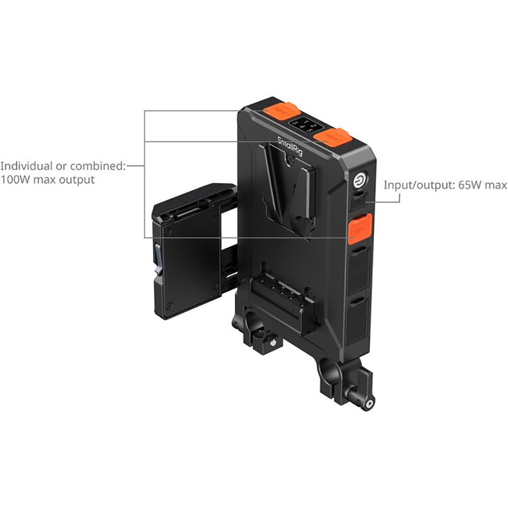 SmallRig Intelligent Power Management V-Mount Battery Adapter Plate with 15mm Dual
