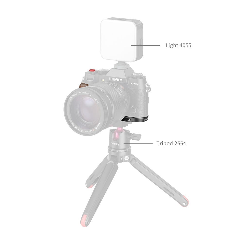 SmallRig L-Shape Mount Plate with Handle for FUJIFILM X-T50 (Wooden/Black) 4784C