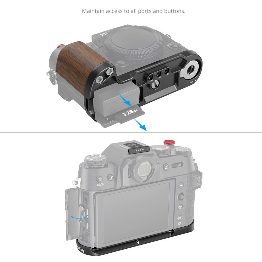 SmallRig L-Shape Mount Plate with Handle for FUJIFILM X-T50 (Wooden/Black) 4784C
