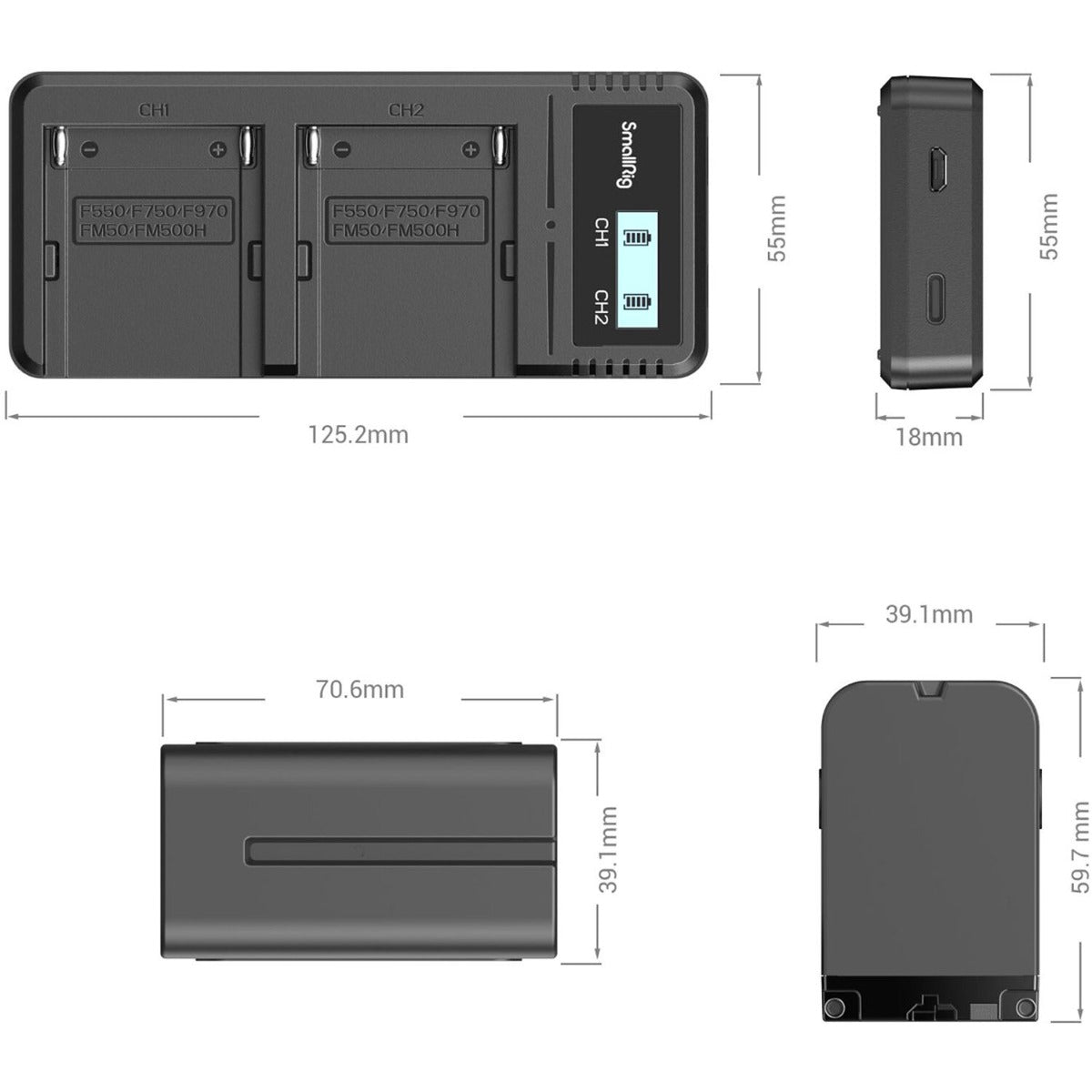 SmallRig NP-F970 Battery and Charger Kit