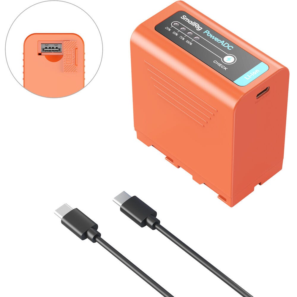 SmallRig NP-F970 USB-C Rechargeable Camera Battery (Orange) 4972