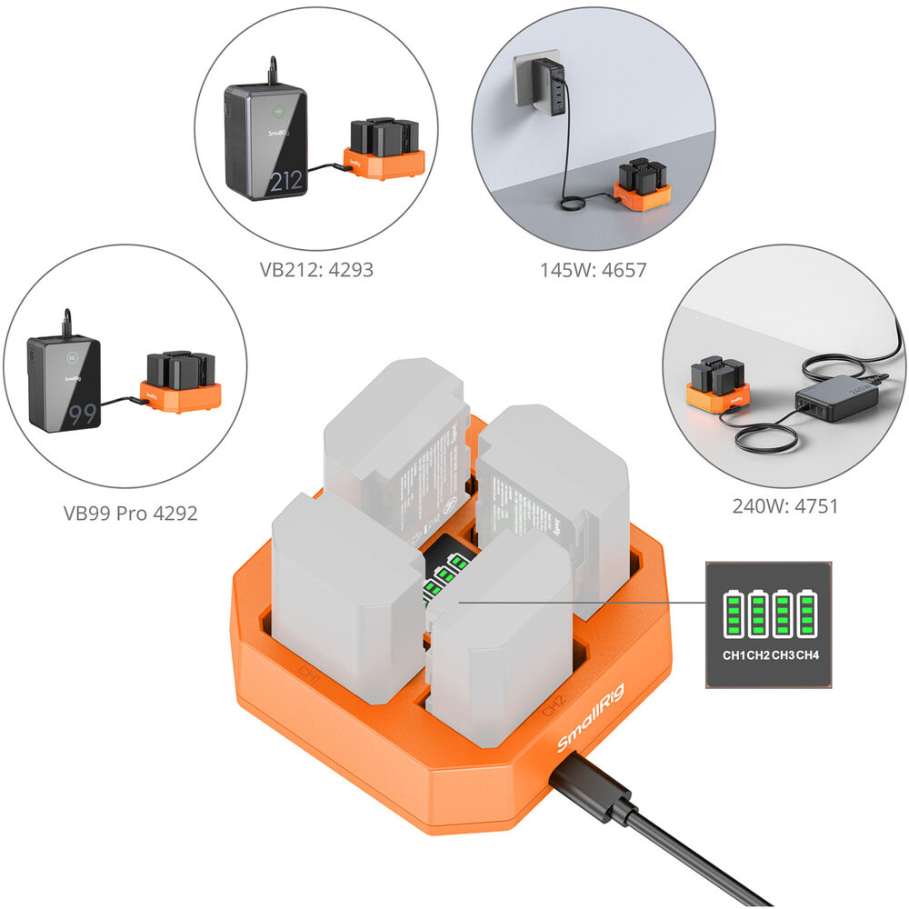 SmallRig NP-FZ100 4-Channel Camera Battery Charger 4839