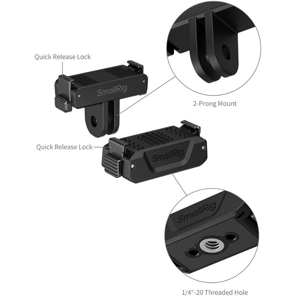 SmallRig Quick Release Adapter Support Kit with 1/4"-20 Threaded Hole and 2-Prong Mount 5918B