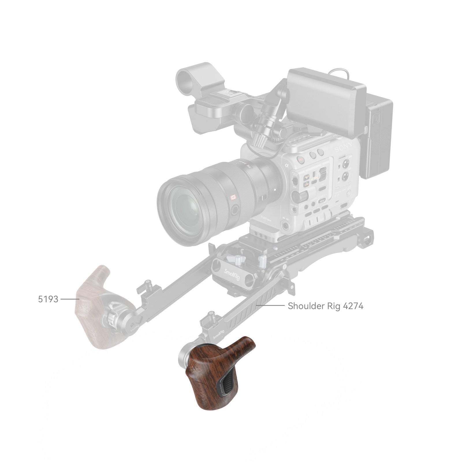 SmallRig Rotating Left-Side Wooden Handle with ARRI Rosette 5162