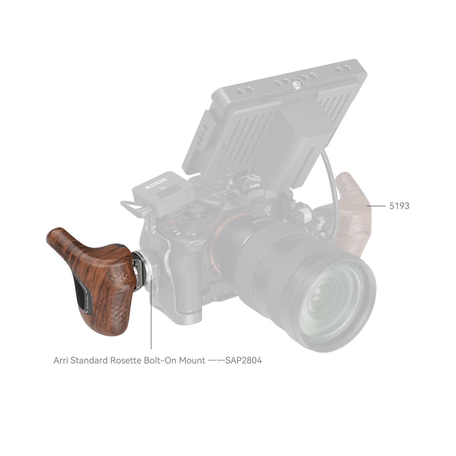 SmallRig Rotating Left-Side Wooden Handle with ARRI Rosette 5162