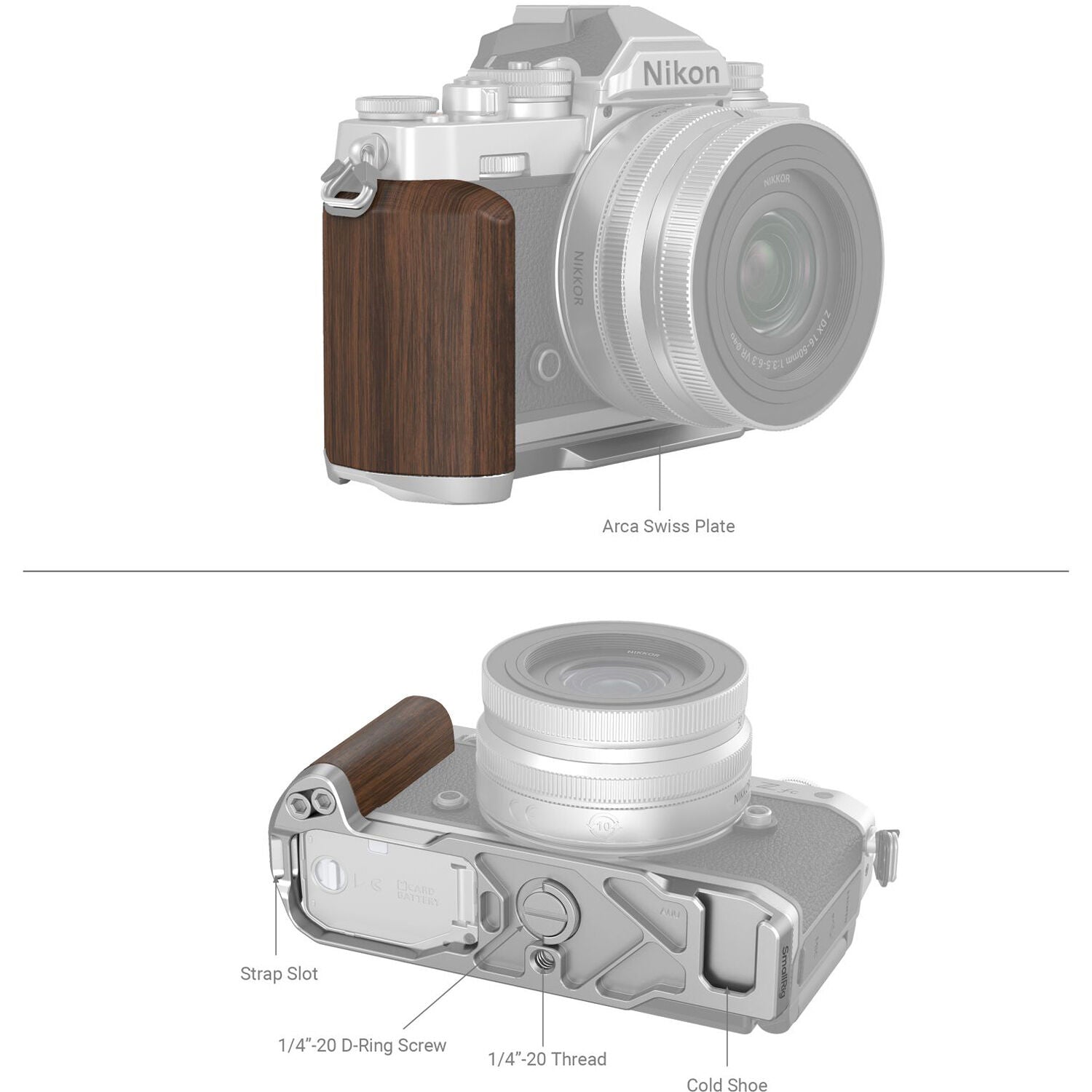 SmallRig Wooden L-Shape Grip for Nikon Z fc (Silver) 4803