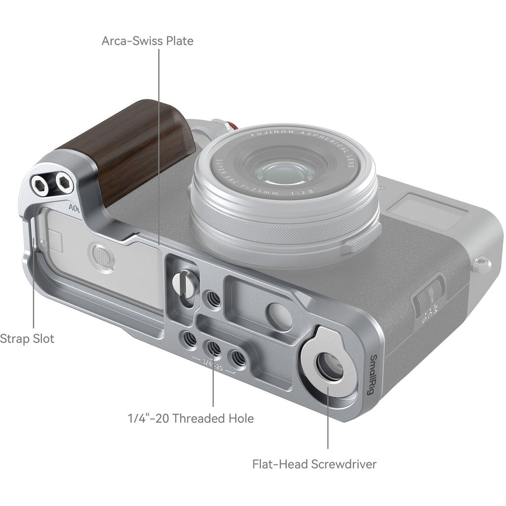SmallRig Wooden L-Shape Grip for FUJIFILM X100VI / X100V (Silver) 4804