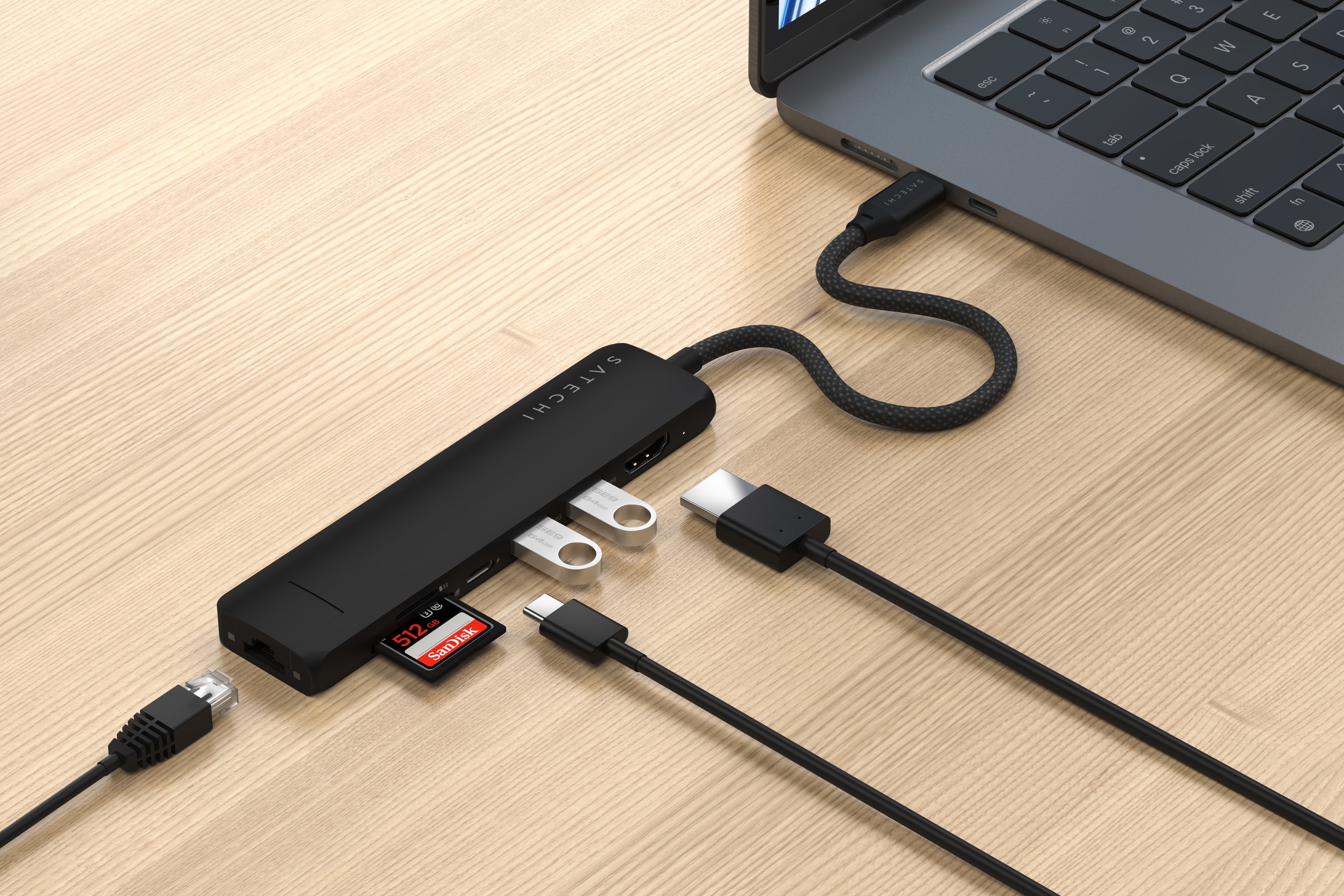 Satechi 7-in-1 USB-C Slim Multiport Adapter (Black) 