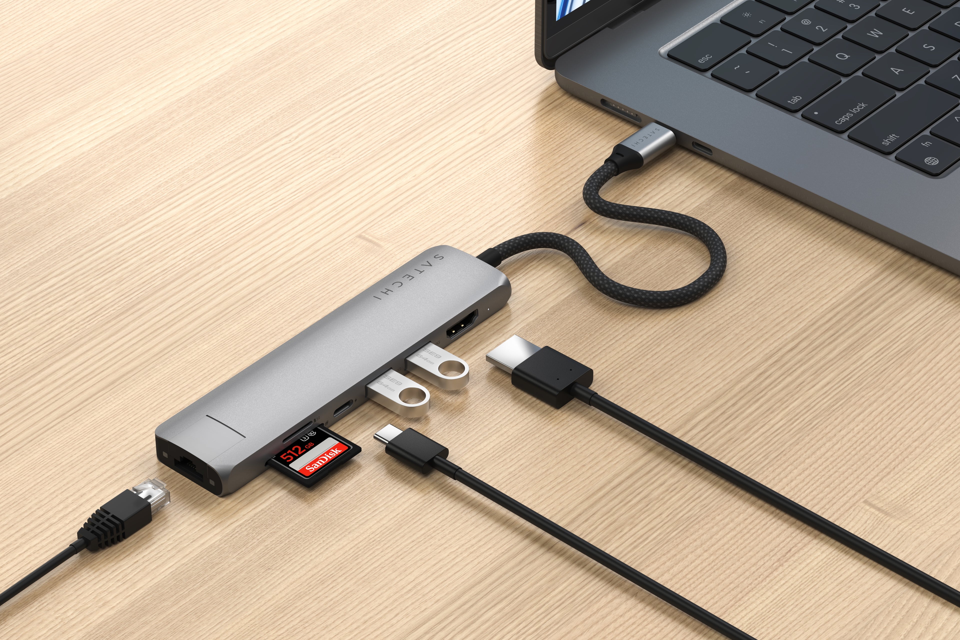 Satechi 7-in-1 USB-C Slim Multiport Adapter (Space Grey)