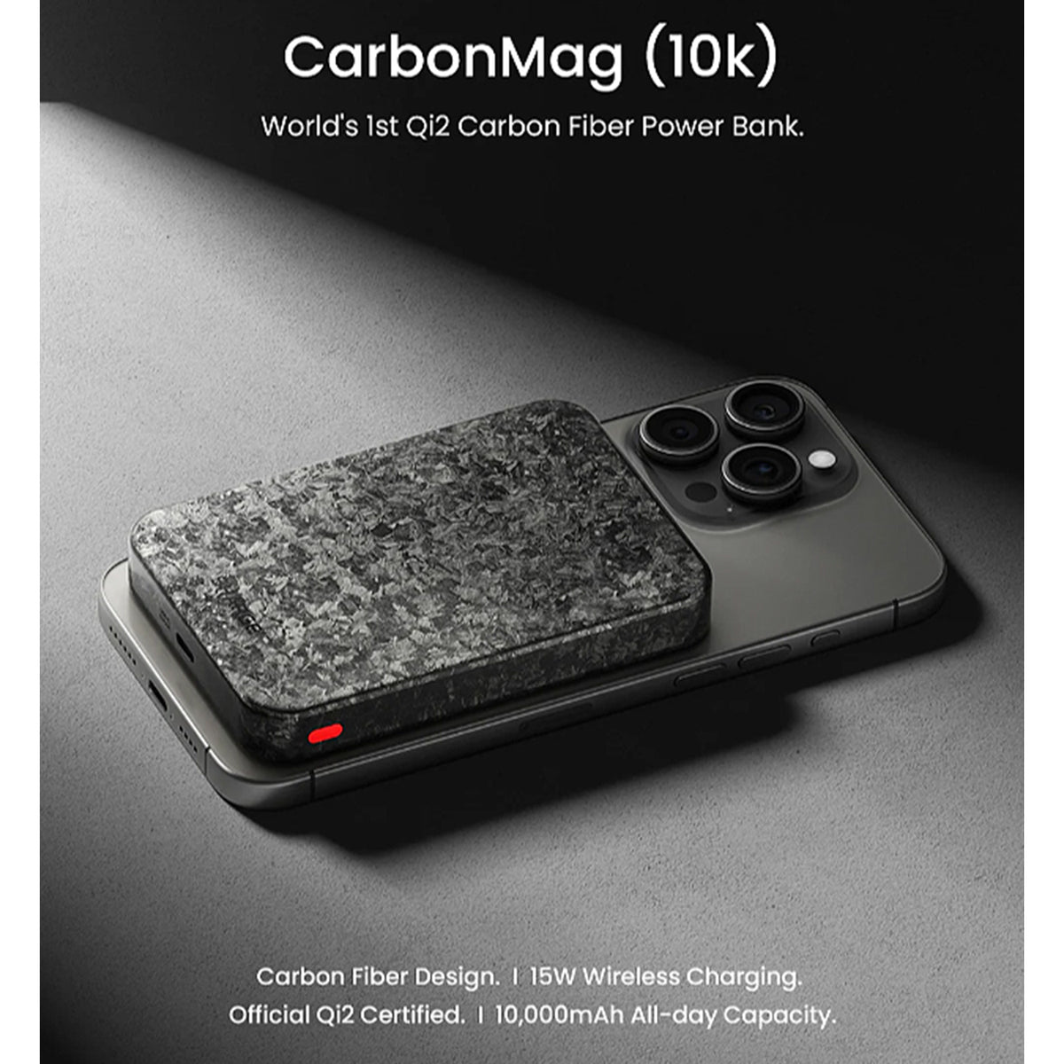 Sharge CarbonMag 10K - Wireless Carbon Fiber Power Bank