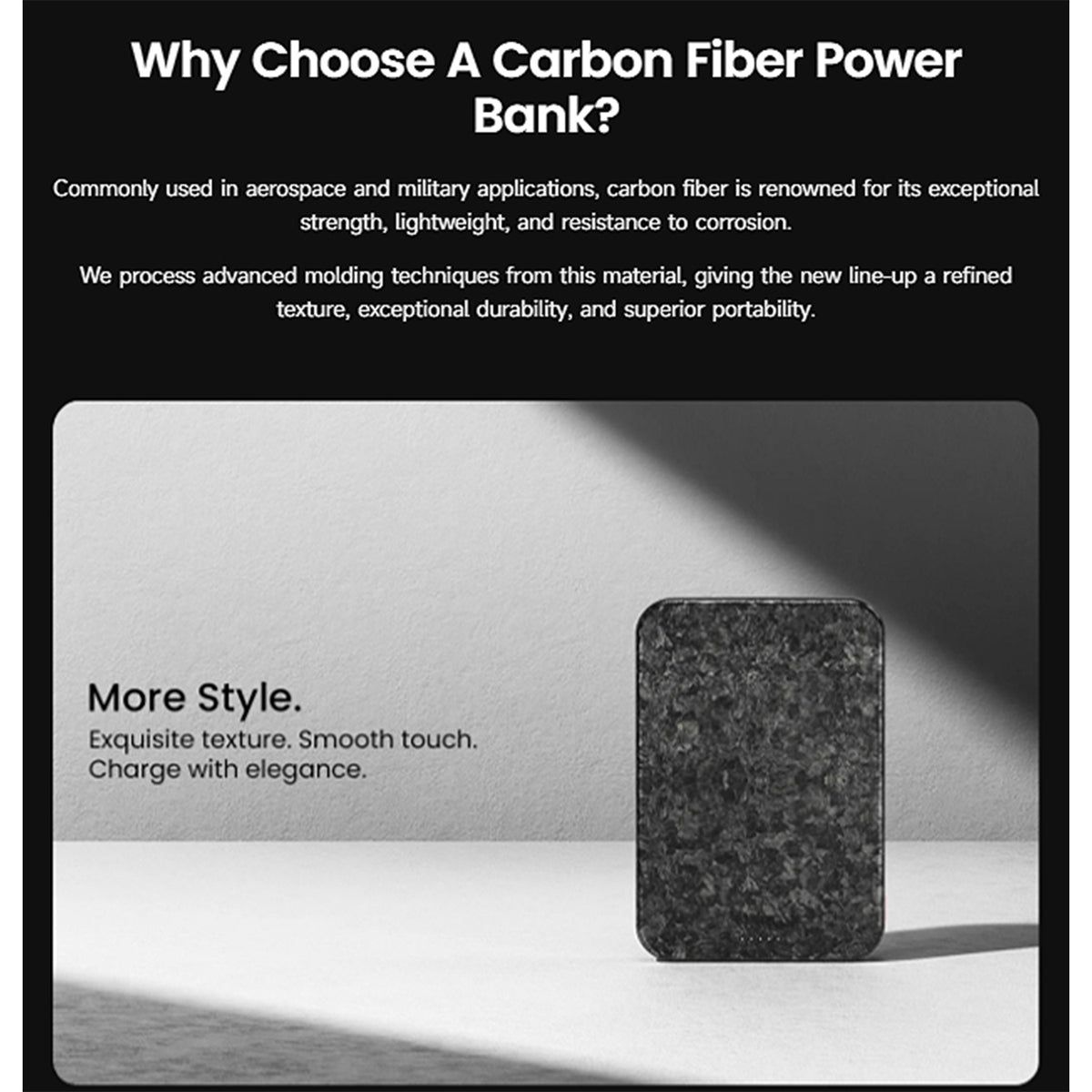 Sharge CarbonMag 10K - Wireless Carbon Fiber Power Bank