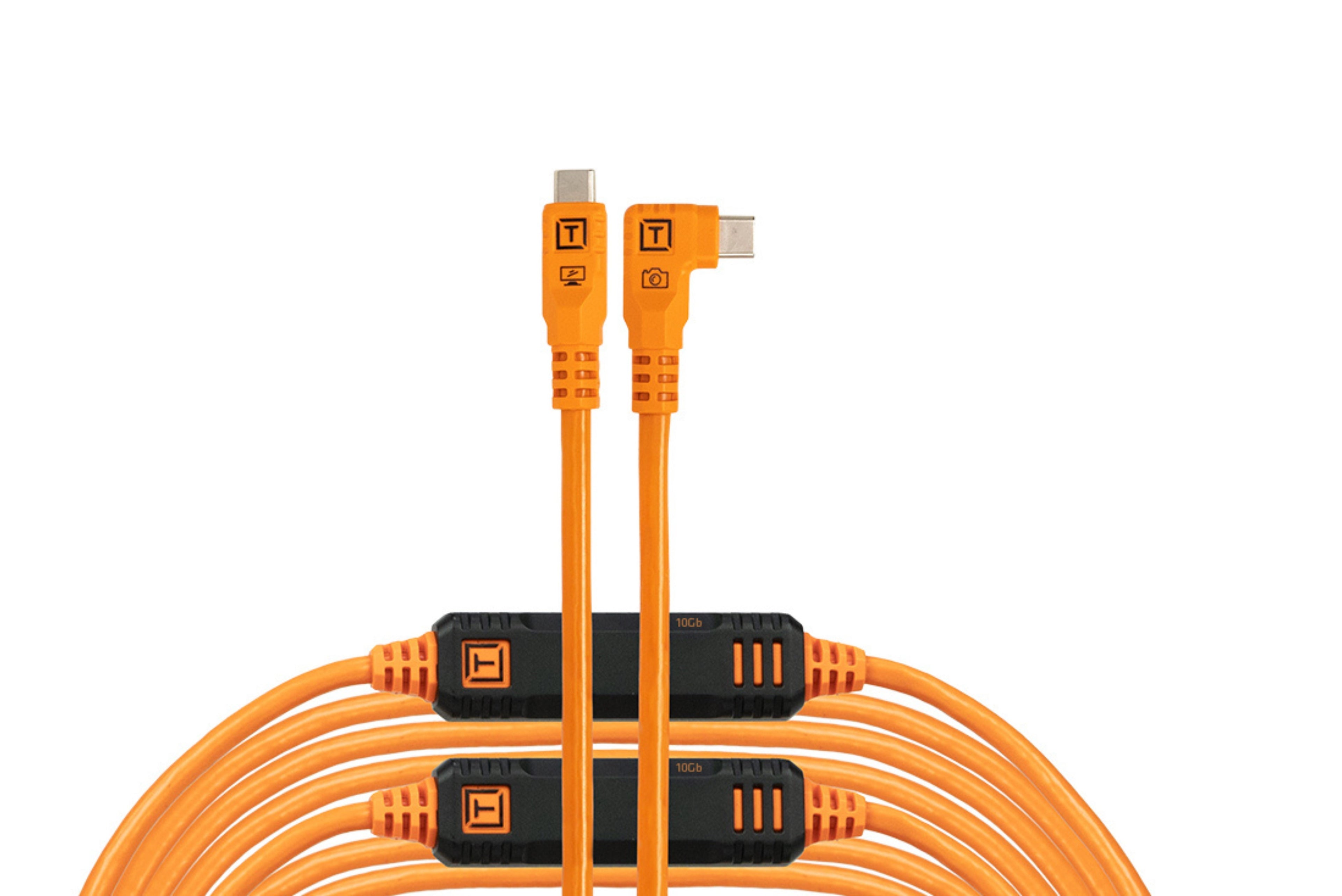 Tether Tools TetherPro 10G USB-C to USB-C Straight to Right - 9.4m - Orange