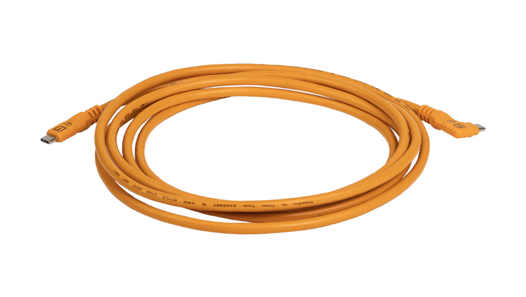 Tether Tools TetherPro 10G USB-C to USB-C Straight to Right - 3m - Orange 