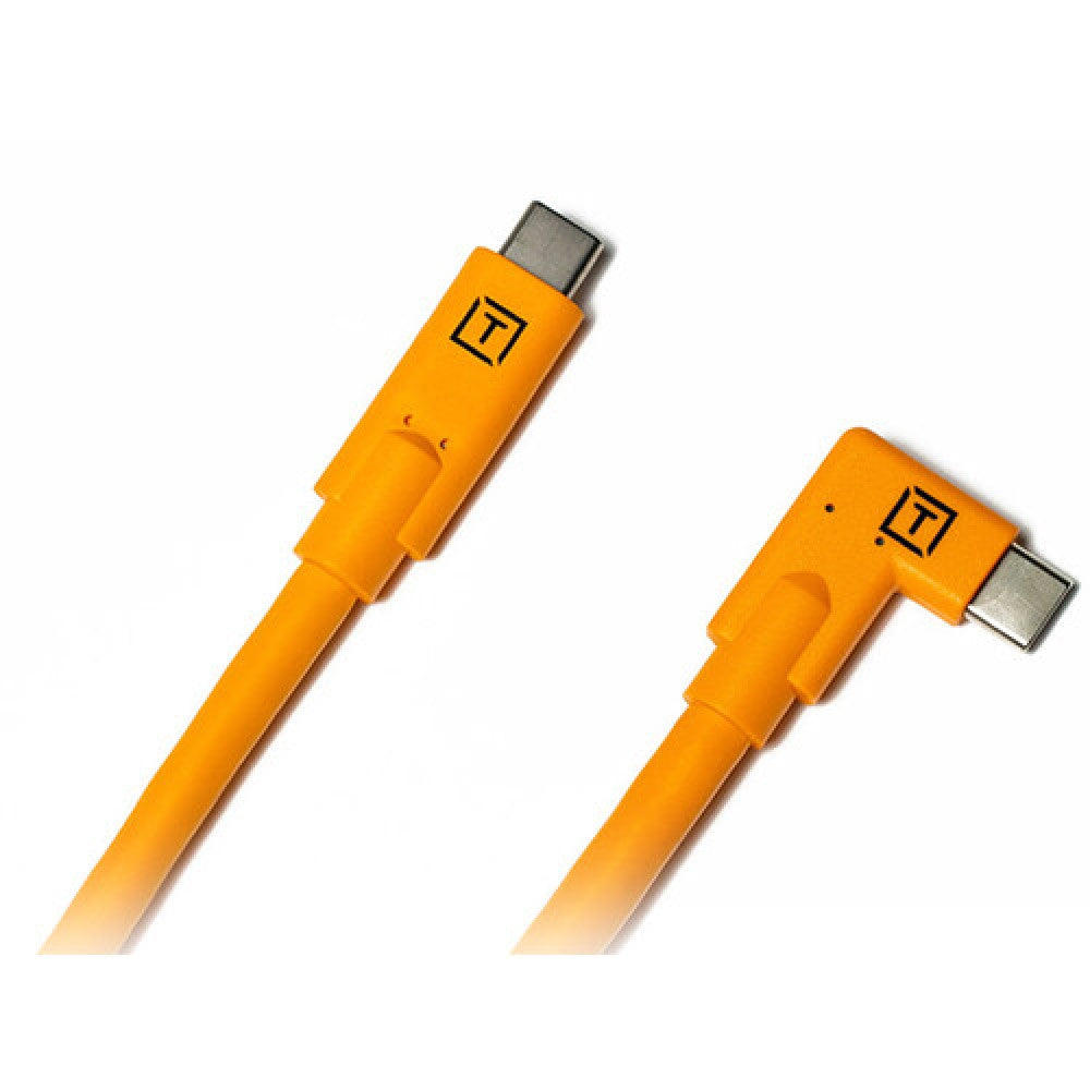 Tetherpro USB-C To USB-C Right Angle 4.6m - Hi Vis Orange Cable