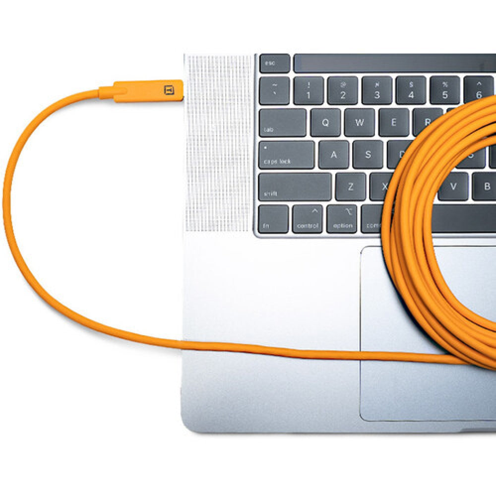 Tetherpro USB-C To USB-C Right Angle 4.6m - Hi Vis Orange Cable