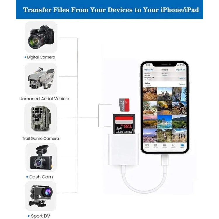For Apple Lightning to SD MicroSD Adapter