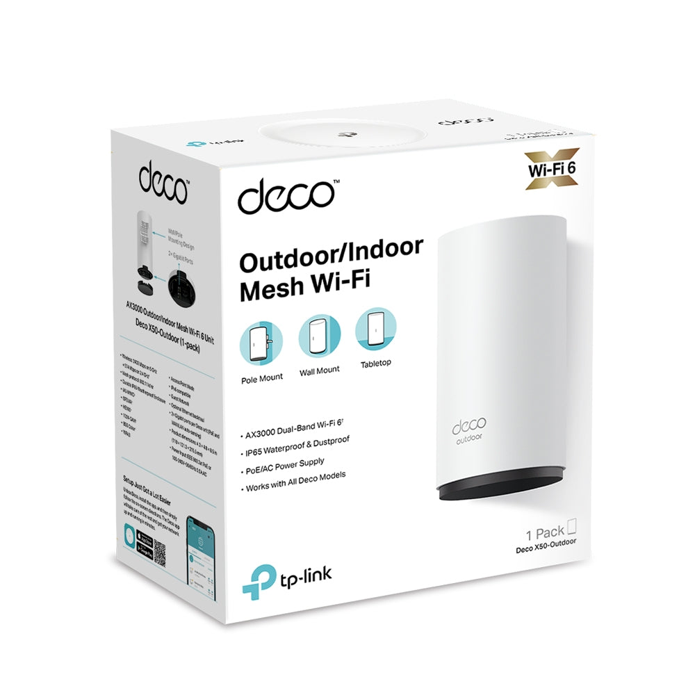 TP-Link Deco X50 Outdoor Dual-Band Whole Home Mesh Wi-Fi 6 PoE Unit (1 Pack)