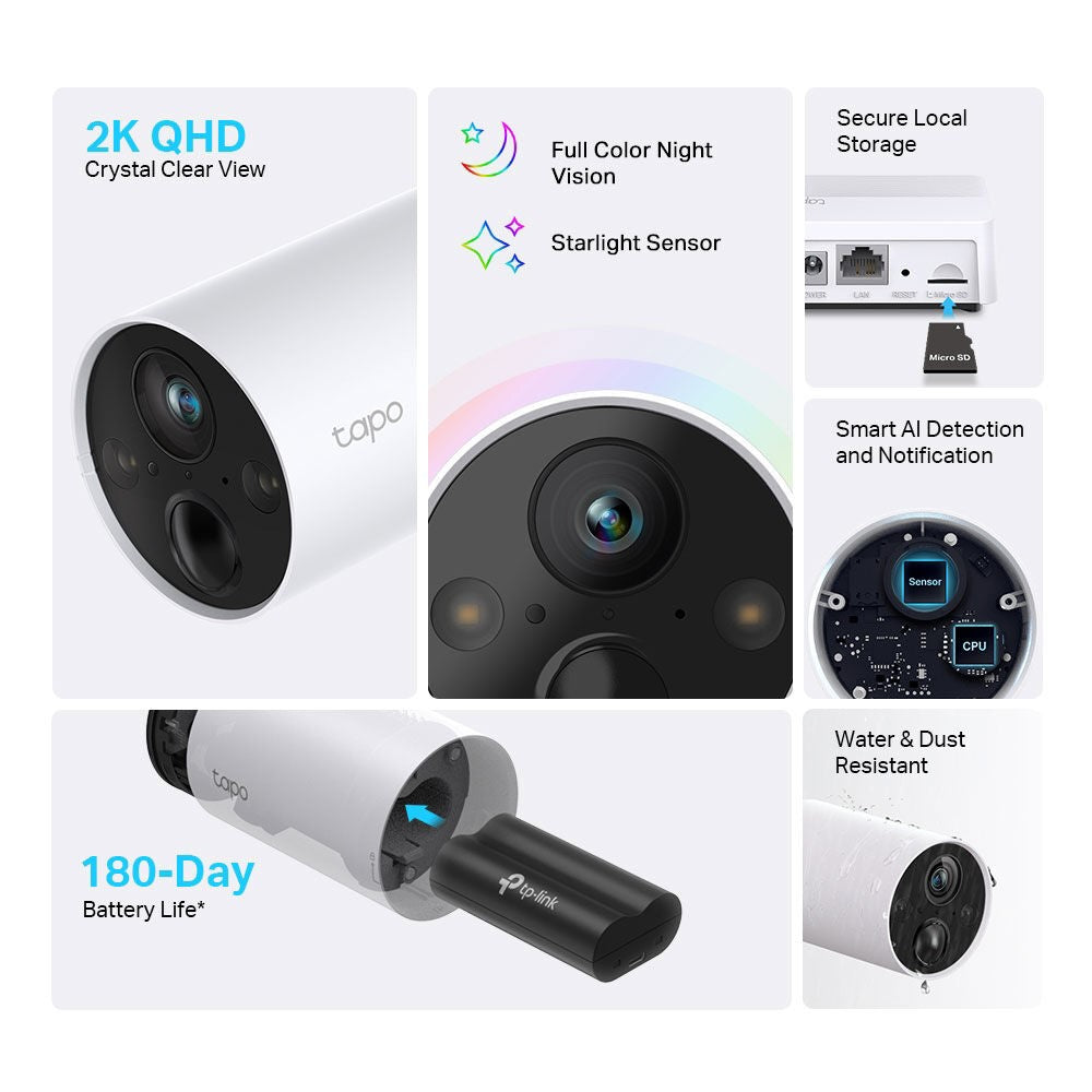 TP-Link Tapo Smart 2K Wire-Free Security Camera System (2 Pack)