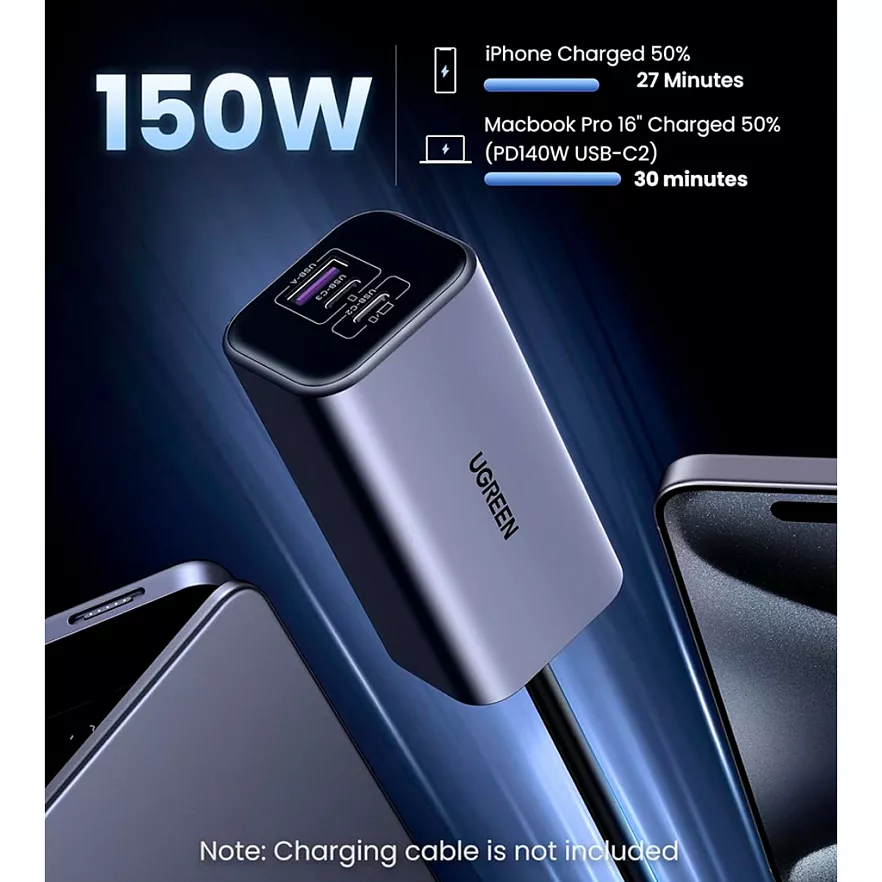 Ugreen 150W 4-Port GaN Fast Car Charger