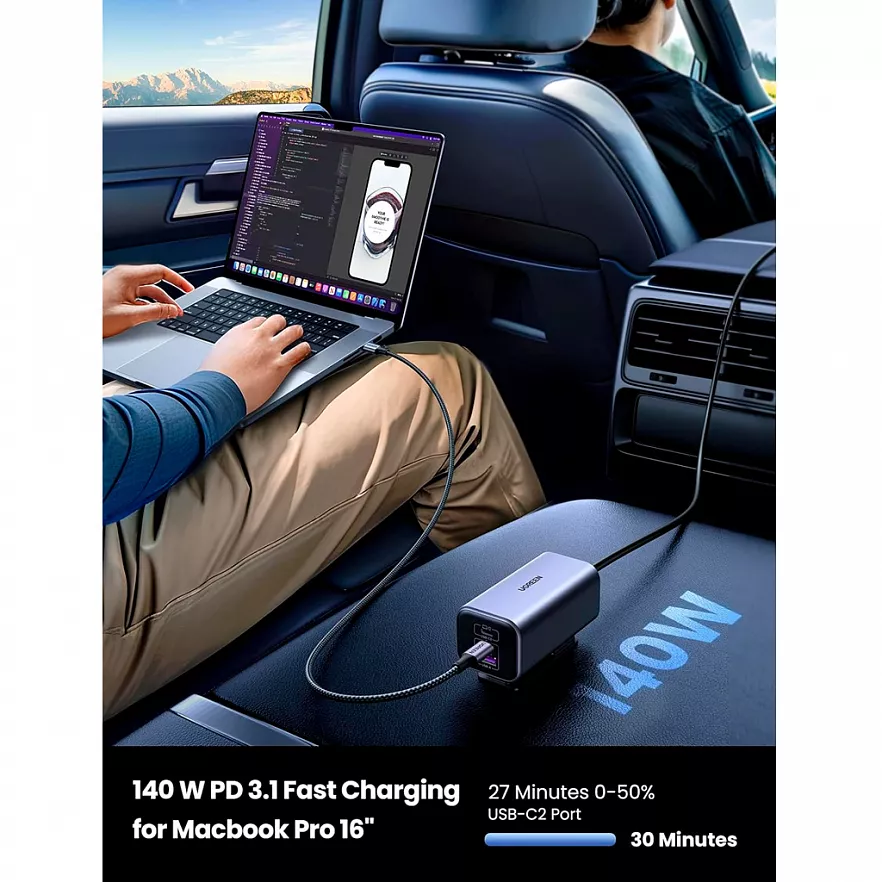 Ugreen 150W 4-Port GaN Fast Car Charger