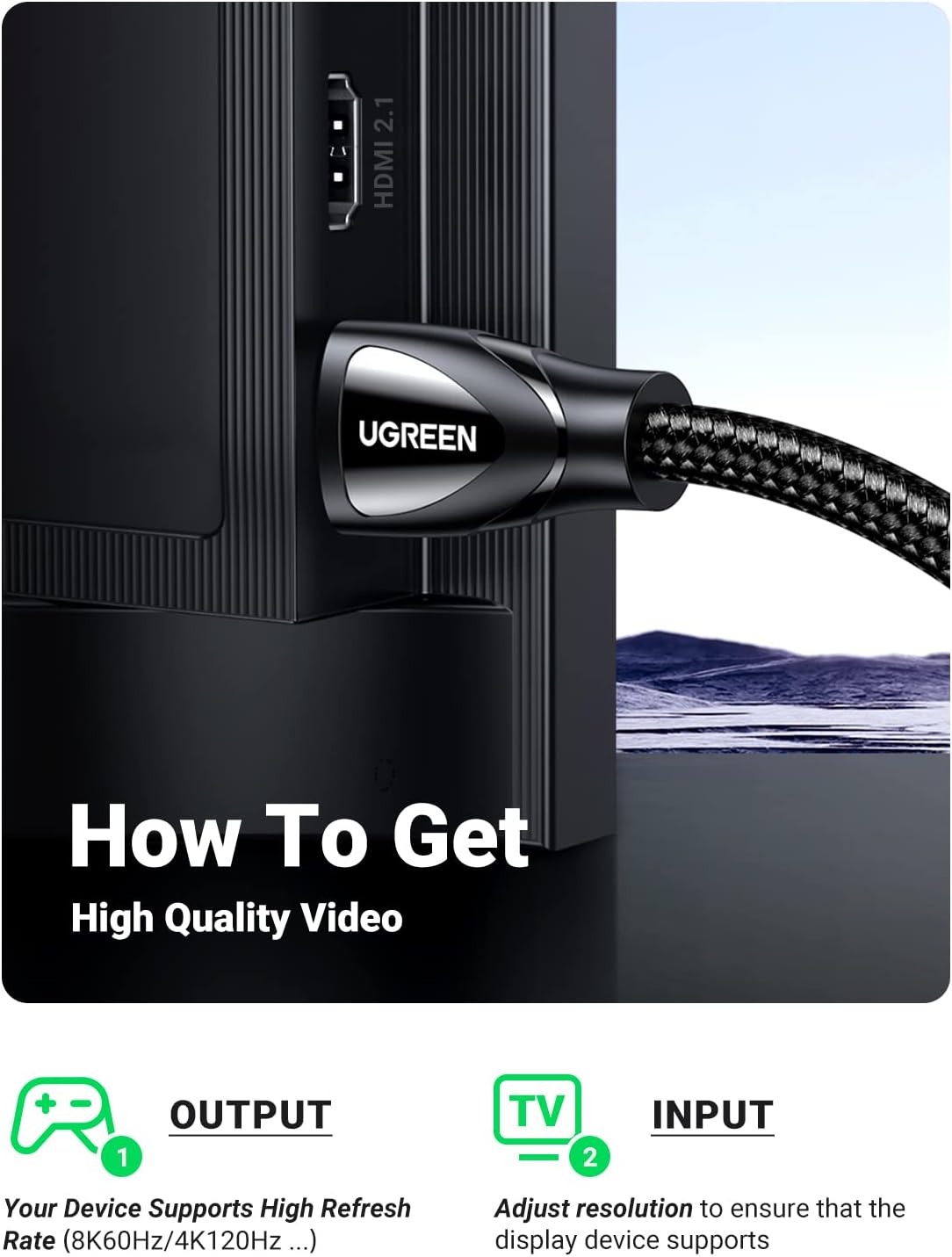 Ugreen 2m 8K Aluminum Alloy Shell Braided HDMI Cable (Black)