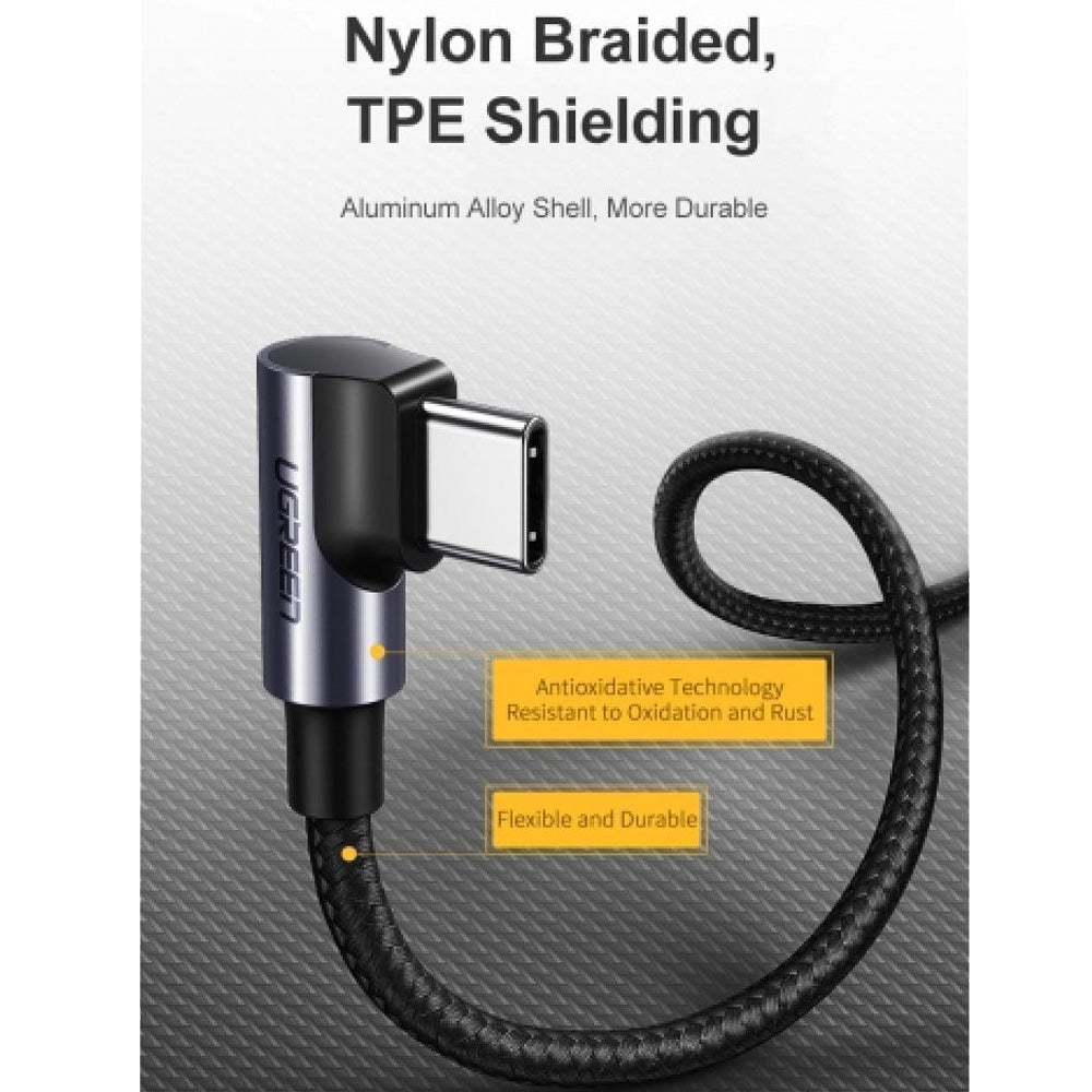 Ugreen 2m 90 Degree Angle USB-C to USB-C 60W Braided Cable