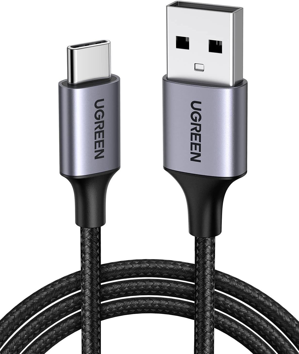 Ugreen 2m USB-A 2.0 to USB-C Nickel Plated Aluminum Braid Cable (Black)
