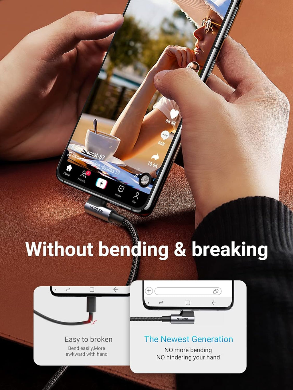 Ugreen 3m 90 Degree Angle USB-C to USB-A Braided Cable