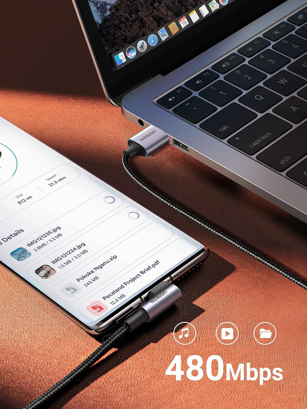 Ugreen 3m 90 Degree Angle USB-C to USB-A Braided Cable