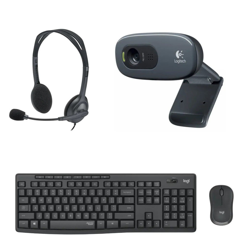 Logitech MK295 Keyboard and Mouse Combo with H111 Stereo Headset and C270 Webcam 