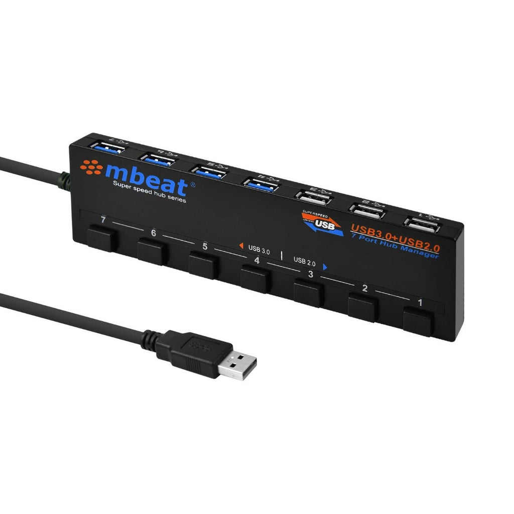 Mbeat 7 Port USB3.0 and USB2.0 Hub Manager with switch