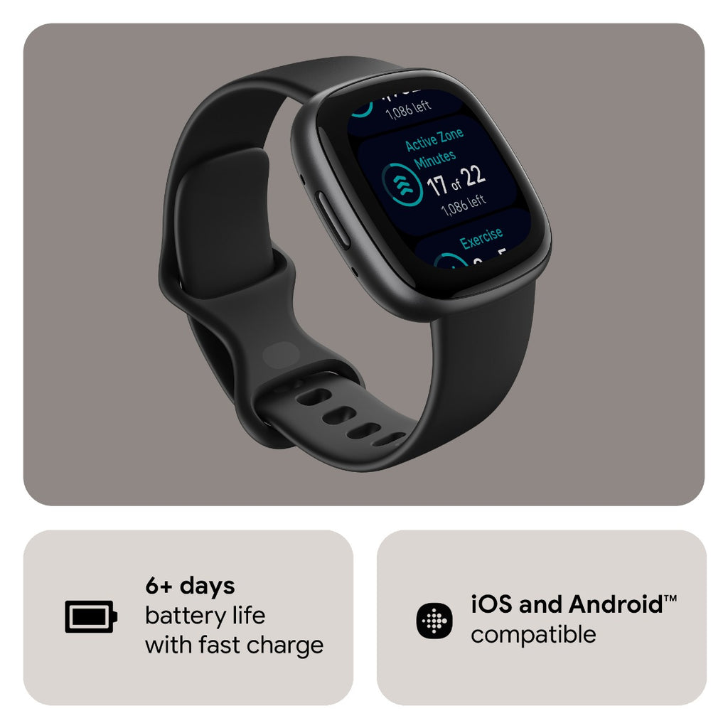 Fitbit Versa 4 Fitness Tracker - Waterfall Blue/Platinum Aluminium