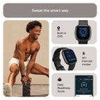 Fitbit Versa 4 Fitness Tracker - Waterfall Blue/Platinum Aluminium