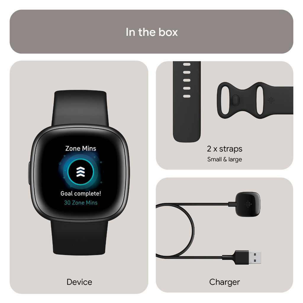 Fitbit Versa 4 Fitness Tracker - Waterfall Blue/Platinum Aluminium