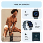 Fitbit Versa 4 Fitness Tracker - Waterfall Blue/Platinum Aluminium