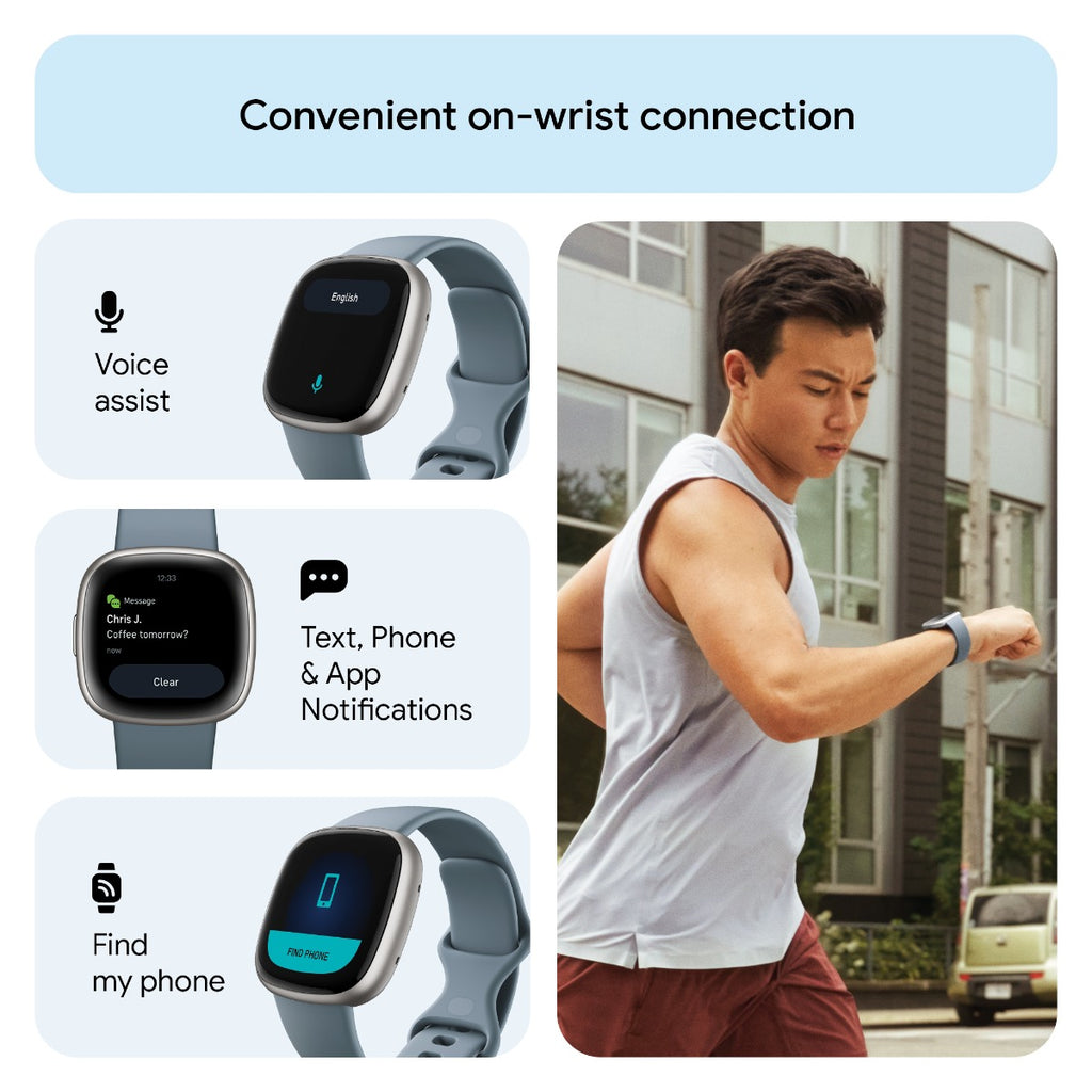 Fitbit Versa 4 Fitness Tracker - Waterfall Blue/Platinum Aluminium