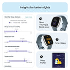 Fitbit Versa 4 Fitness Tracker - Waterfall Blue/Platinum Aluminium