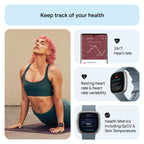 Fitbit Versa 4 Fitness Tracker - Waterfall Blue/Platinum Aluminium
