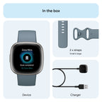 Fitbit Versa 4 Fitness Tracker - Waterfall Blue/Platinum Aluminium