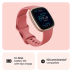 Fitbit Versa 4 Fitness Tracker - Pink Sand/Copper Rose Aluminium