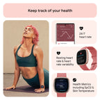 Fitbit Versa 4 Fitness Tracker - Pink Sand/Copper Rose Aluminium