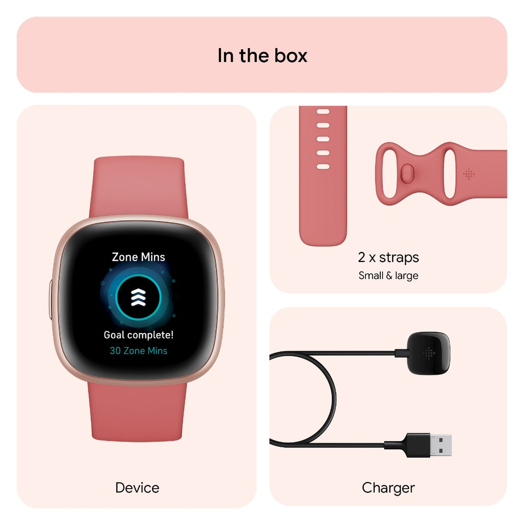 Fitbit Versa 4 Fitness Tracker - Pink Sand/Copper Rose Aluminium